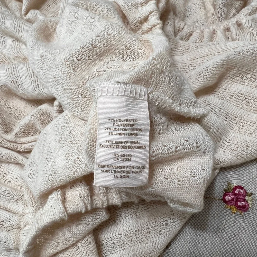 Free People Peasant Top Boat Off Shoulder Cream Pointelle Knit Long Sleeve Large_8